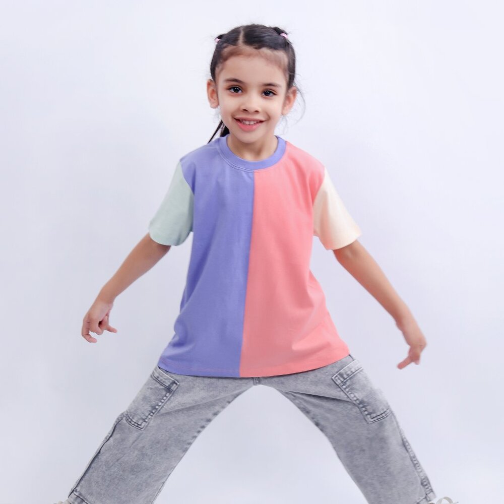 Unisex Colorblock T Shirt for Kids